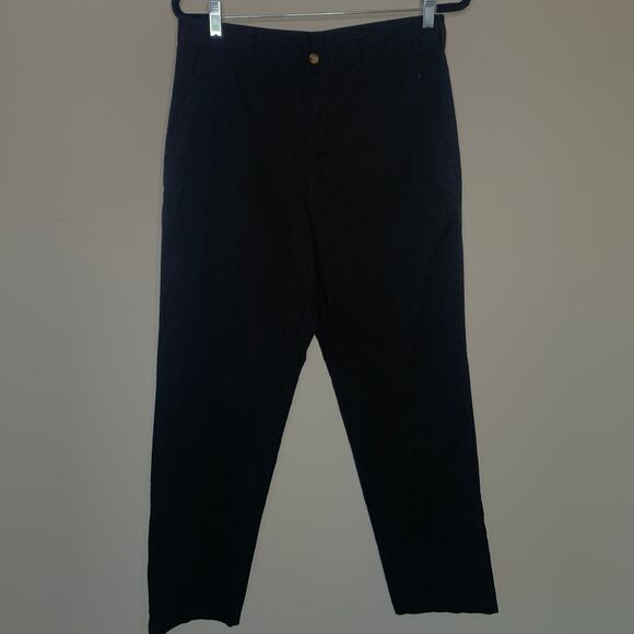 Black Flat Front Cotton Blend Khaki Trousers Pants Sz 32 x 32 - Picture 5 of 8